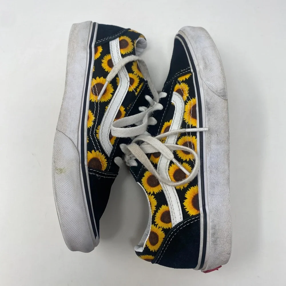 Vans Off the Wall Sunflowers Lace up Low‎ Top Shoes US Junior Girls Size 4
